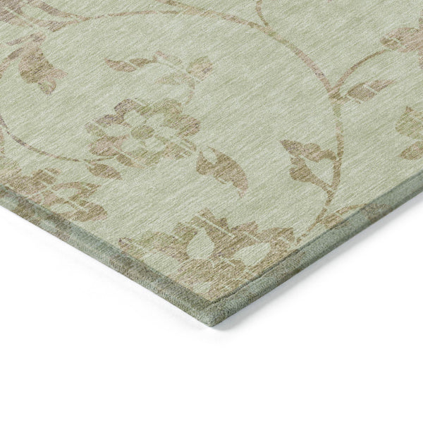 Homeroots 3' Artichoke Green Floral Washable Area Rug – Stylish, Durable, Perfect For Indoor & Outdoor Spaces 3' X 5' Polyester 589446