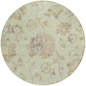 Homeroots 3' Artichoke Green Floral Washable Area Rug – Stylish, Durable, Perfect For Indoor & Outdoor Spaces 8' Round Polyester 589448