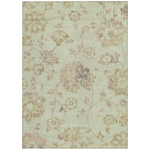 Homeroots 3' Artichoke Green Floral Washable Area Rug – Stylish, Durable, Perfect For Indoor & Outdoor Spaces 8' X 10' Polyester 589449