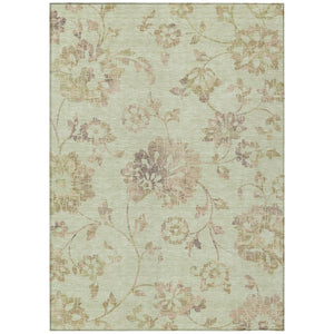 HomeRoots 9' Floral Washable Area Rug in Artichoke Green and Taupe – Perfect for Indoor and Outdoor Spaces 9' X 12' 589450