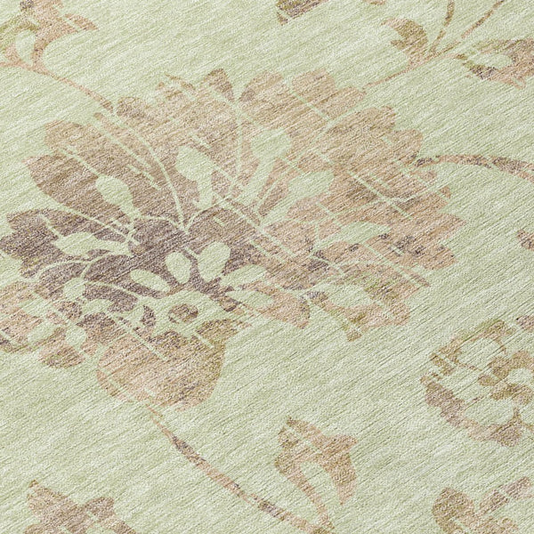 Homeroots 3' Artichoke Green Floral Washable Area Rug – Stylish, Durable, Perfect For Indoor & Outdoor Spaces 10' X 14' Polyester 589451