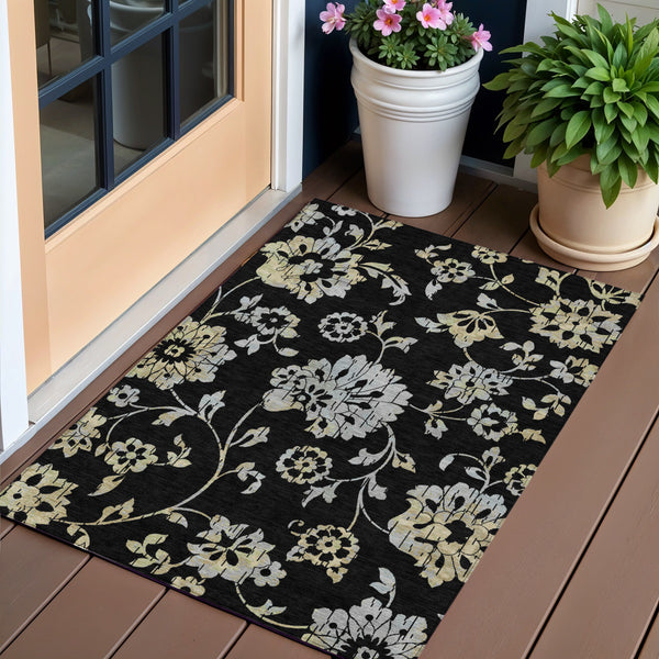 Homeroots 3' Artichoke Green Floral Washable Area Rug – Stylish, Durable, Perfect For Indoor & Outdoor Spaces 3' X 5' Polyester 589452