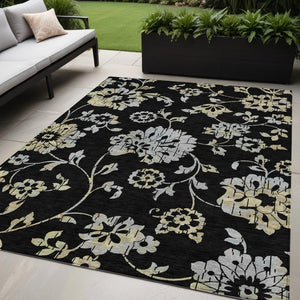 Homeroots 3' Artichoke Green Floral Washable Area Rug – Stylish, Durable, Perfect For Indoor & Outdoor Spaces 5' X 8' Polyester 589453