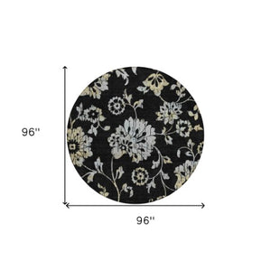 Homeroots 3' Artichoke Green Floral Washable Area Rug – Stylish, Durable, Perfect For Indoor & Outdoor Spaces 8' Round Polyester 589454