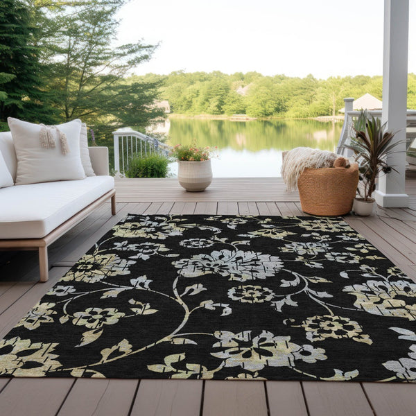 Homeroots 3' Artichoke Green Floral Washable Area Rug – Stylish, Durable, Perfect For Indoor & Outdoor Spaces 8' X 10' Polyester 589455