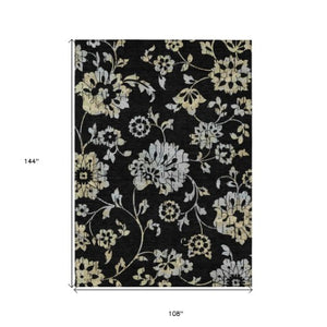 Homeroots 3' Artichoke Green Floral Washable Area Rug – Stylish, Durable, Perfect For Indoor & Outdoor Spaces 9' X 12' Polyester 589456