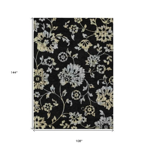 Homeroots 3' Artichoke Green Floral Washable Area Rug – Stylish, Durable, Perfect For Indoor & Outdoor Spaces 9' X 12' Polyester 589456