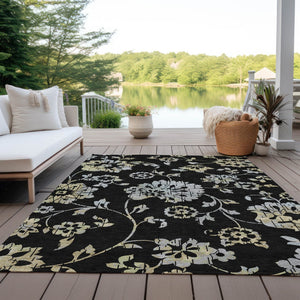 Homeroots 3' Artichoke Green Floral Washable Area Rug – Stylish, Durable, Perfect For Indoor & Outdoor Spaces 9' X 12' Polyester 589456
