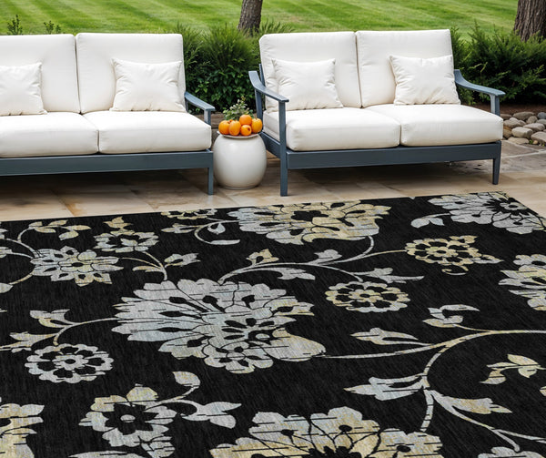 Homeroots 3' Artichoke Green Floral Washable Area Rug – Stylish, Durable, Perfect For Indoor & Outdoor Spaces 10' X 14' Polyester 589457