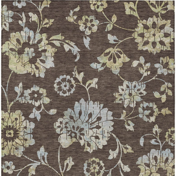 Homeroots 3' Artichoke Green Floral Washable Area Rug – Stylish, Durable, Perfect For Indoor & Outdoor Spaces 3' X 5' Polyester 589458