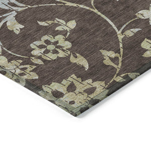 Homeroots 3' Artichoke Green Floral Washable Area Rug – Stylish, Durable, Perfect For Indoor & Outdoor Spaces 3' X 5' Polyester 589458