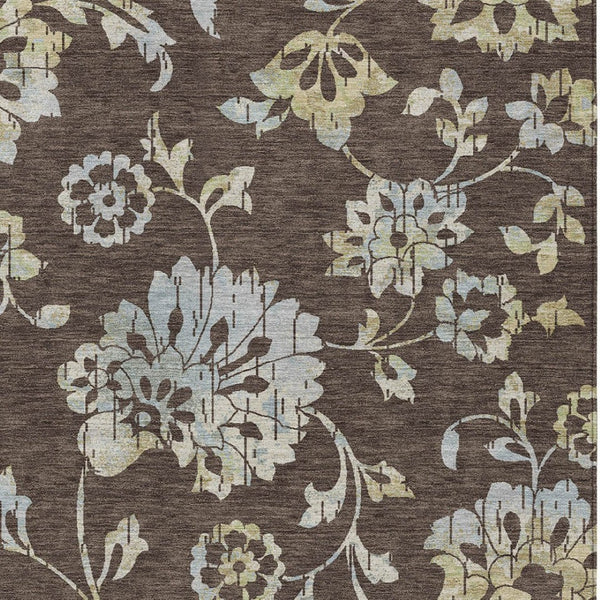 Homeroots 3' Artichoke Green Floral Washable Area Rug – Stylish, Durable, Perfect For Indoor & Outdoor Spaces 3' X 5' Polyester 589458