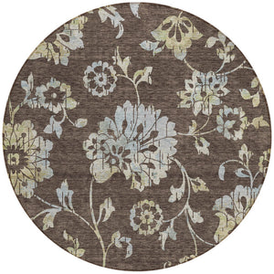 Homeroots 3' Artichoke Green Floral Washable Area Rug – Stylish, Durable, Perfect For Indoor & Outdoor Spaces 8' Round Polyester 589460