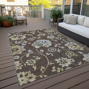 Homeroots 3' Artichoke Green Floral Washable Area Rug – Stylish, Durable, Perfect For Indoor & Outdoor Spaces 8' X 10' Polyester 589461