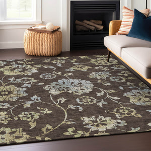 Homeroots 3' Artichoke Green Floral Washable Area Rug – Stylish, Durable, Perfect For Indoor & Outdoor Spaces 8' X 10' Polyester 589461