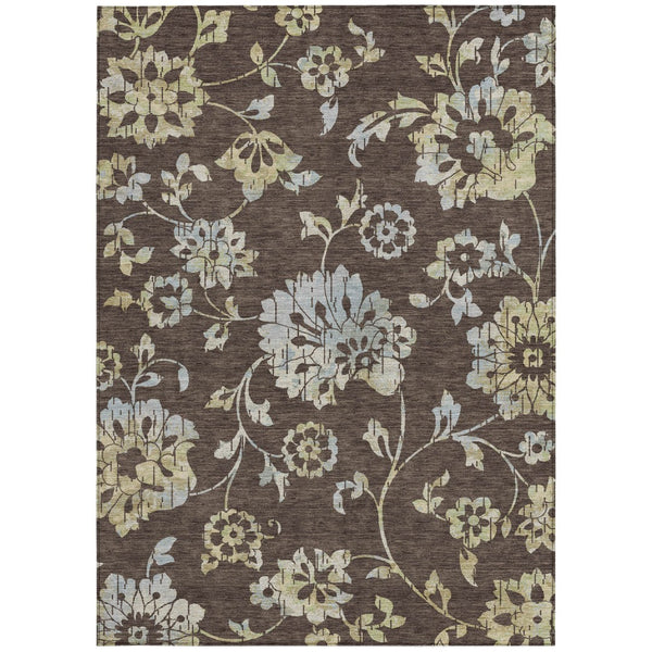 Homeroots 3' Artichoke Green Floral Washable Area Rug – Stylish, Durable, Perfect For Indoor & Outdoor Spaces 10' X 14' Polyester 589463
