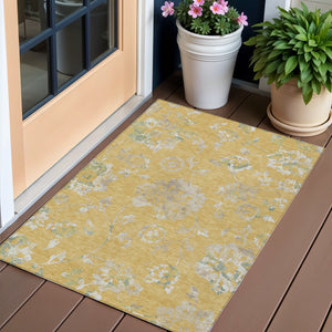 Homeroots 3' Artichoke Green Floral Washable Area Rug – Stylish, Durable, Perfect For Indoor & Outdoor Spaces 3' X 5' Polyester 589464