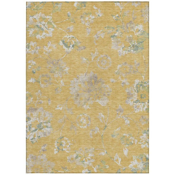 Homeroots 3' Artichoke Green Floral Washable Area Rug – Stylish, Durable, Perfect For Indoor & Outdoor Spaces 5' X 8' Polyester 589465