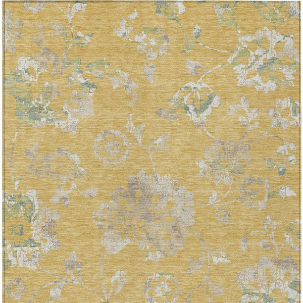 Homeroots 3' Artichoke Green Floral Washable Area Rug – Stylish, Durable, Perfect For Indoor & Outdoor Spaces 5' X 8' Polyester 589465