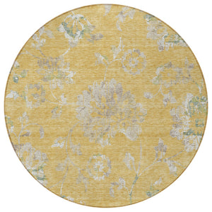 Homeroots 3' Artichoke Green Floral Washable Area Rug – Stylish, Durable, Perfect For Indoor & Outdoor Spaces 8' Round Polyester 589466