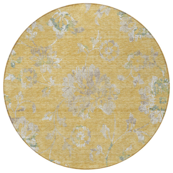 Homeroots 3' Artichoke Green Floral Washable Area Rug – Stylish, Durable, Perfect For Indoor & Outdoor Spaces 8' Round Polyester 589466