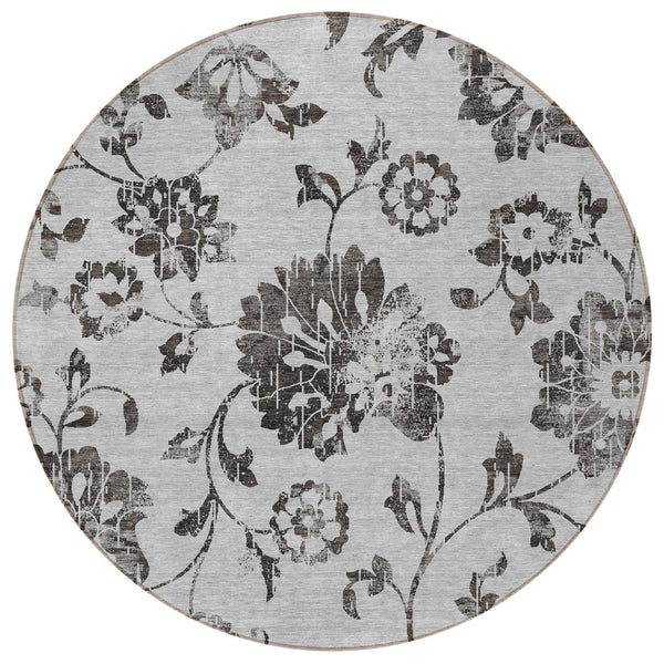 Homeroots 3' Artichoke Green Floral Washable Area Rug – Stylish, Durable, Perfect For Indoor & Outdoor Spaces 8' Round Polyester 589472