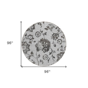 Homeroots 3' Artichoke Green Floral Washable Area Rug – Stylish, Durable, Perfect For Indoor & Outdoor Spaces 8' Round Polyester 589472