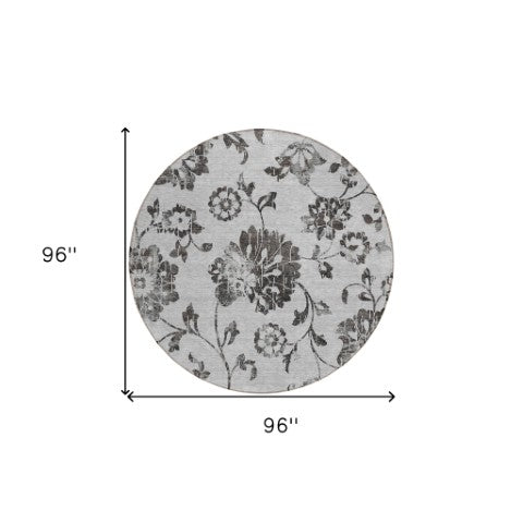 Homeroots 3' Artichoke Green Floral Washable Area Rug – Stylish, Durable, Perfect For Indoor & Outdoor Spaces 8' Round Polyester 589472