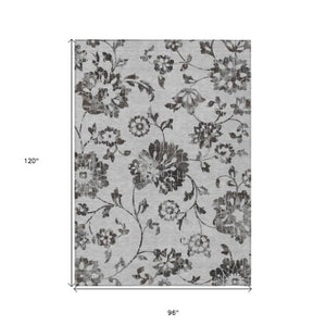 Homeroots 3' Artichoke Green Floral Washable Area Rug – Stylish, Durable, Perfect For Indoor & Outdoor Spaces 8' X 10' Polyester 589473