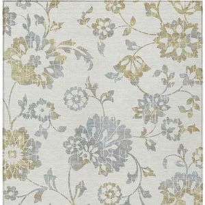 Homeroots 3' Artichoke Green Floral Washable Area Rug – Stylish, Durable, Perfect For Indoor & Outdoor Spaces 5' X 8' Polyester 589477