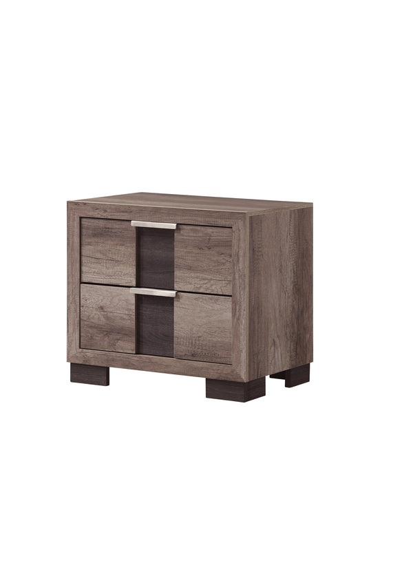 English Elm 1pc Contemporary Nightstand with Two Drawers and Metal Knobs – Sleek Wood Case, Space-Saving Bedroom Storage Brown 26.6 L x 19.5 W x 23 H B011P255257