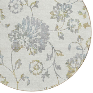 Homeroots 3' Artichoke Green Floral Washable Area Rug – Stylish, Durable, Perfect For Indoor & Outdoor Spaces 8' Round Polyester 589478