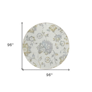 Homeroots 3' Artichoke Green Floral Washable Area Rug – Stylish, Durable, Perfect For Indoor & Outdoor Spaces 8' Round Polyester 589478