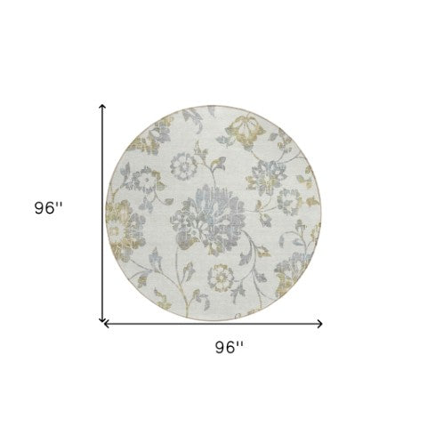 Homeroots 3' Artichoke Green Floral Washable Area Rug – Stylish, Durable, Perfect For Indoor & Outdoor Spaces 8' Round Polyester 589478