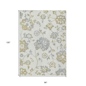 Homeroots 3' Artichoke Green Floral Washable Area Rug – Stylish, Durable, Perfect For Indoor & Outdoor Spaces 8' X 10' Polyester 589479