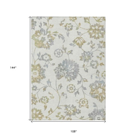 Homeroots 3' Artichoke Green Floral Washable Area Rug – Stylish, Durable, Perfect For Indoor & Outdoor Spaces 9' X 12' Polyester 589480