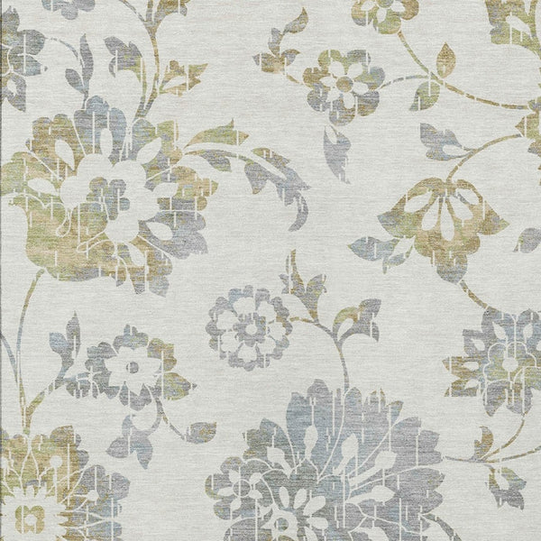 Homeroots 3' Artichoke Green Floral Washable Area Rug – Stylish, Durable, Perfect For Indoor & Outdoor Spaces 9' X 12' Polyester 589480