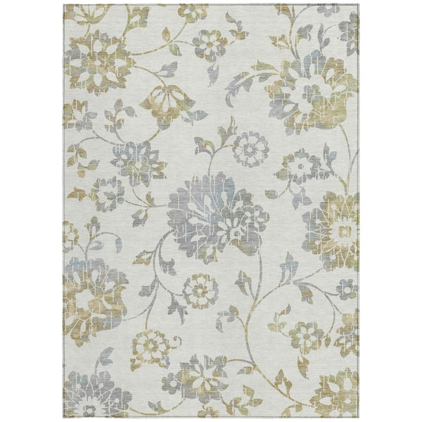 Homeroots 3' Artichoke Green Floral Washable Area Rug – Stylish, Durable, Perfect For Indoor & Outdoor Spaces 10' X 14' Polyester 589481