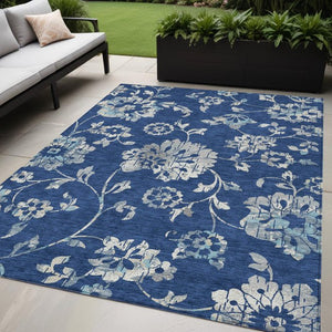 Homeroots 3' Artichoke Green Floral Washable Area Rug – Stylish, Durable, Perfect For Indoor & Outdoor Spaces 5' X 8' Polyester 589483