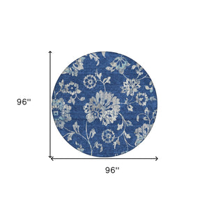 Homeroots 3' Artichoke Green Floral Washable Area Rug – Stylish, Durable, Perfect For Indoor & Outdoor Spaces 8' Round Polyester 589484