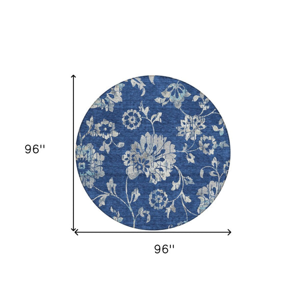 Homeroots 3' Artichoke Green Floral Washable Area Rug – Stylish, Durable, Perfect For Indoor & Outdoor Spaces 8' Round Polyester 589484