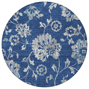 Homeroots 3' Artichoke Green Floral Washable Area Rug – Stylish, Durable, Perfect For Indoor & Outdoor Spaces 8' Round Polyester 589484