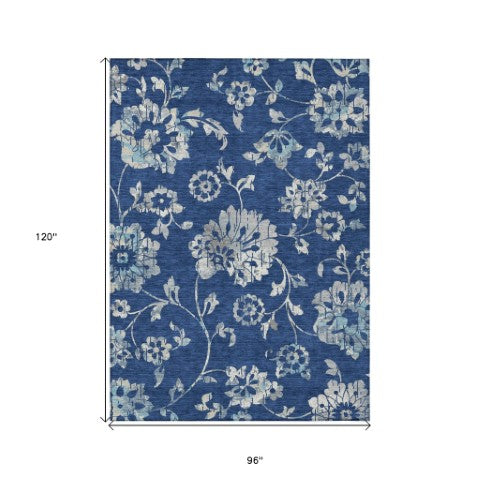 Homeroots 3' Artichoke Green Floral Washable Area Rug – Stylish, Durable, Perfect For Indoor & Outdoor Spaces 8' X 10' Polyester 589485