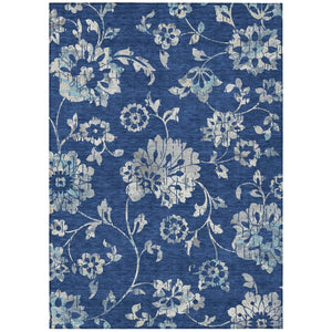 HomeRoots 9' Navy Blue and Gray Floral Indoor Outdoor Area Rug - Durable, Washable, Stylish Accent for Homes 9' X 12' 589486
