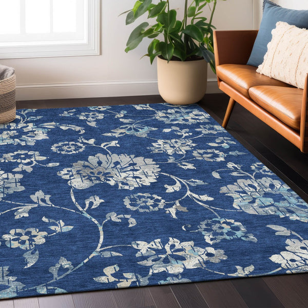 Homeroots 3' Artichoke Green Floral Washable Area Rug – Stylish, Durable, Perfect For Indoor & Outdoor Spaces 10' X 14' Polyester 589487