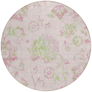 Homeroots 3' Artichoke Green Floral Washable Area Rug – Stylish, Durable, Perfect For Indoor & Outdoor Spaces 8' Round Polyester 589490