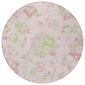 Homeroots 3' Artichoke Green Floral Washable Area Rug – Stylish, Durable, Perfect For Indoor & Outdoor Spaces 8' Round Polyester 589490