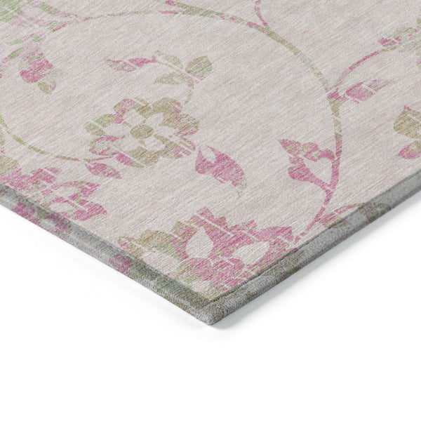 Homeroots 3' Artichoke Green Floral Washable Area Rug – Stylish, Durable, Perfect For Indoor & Outdoor Spaces 9' X 12' Polyester 589492