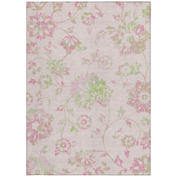 Homeroots 3' Artichoke Green Floral Washable Area Rug – Stylish, Durable, Perfect For Indoor & Outdoor Spaces 10' X 14' Polyester 589493