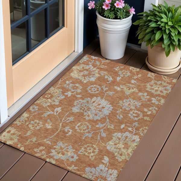 Homeroots 3' Artichoke Green Floral Washable Area Rug – Stylish, Durable, Perfect For Indoor & Outdoor Spaces 3' X 5' Polyester 589494